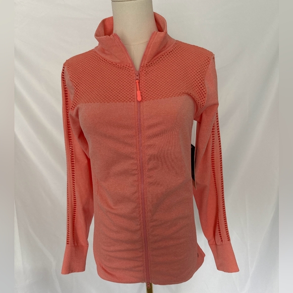 Cali Sport Tops - Cali Sport Full Zip Up Mesh Jacket Coral Knit Size Large NWT